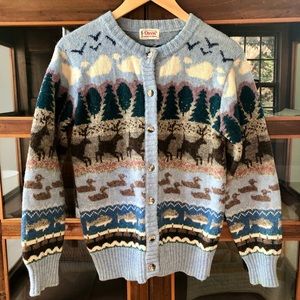 Vintage Orvis Sweater Cardigan Animal Pattern
